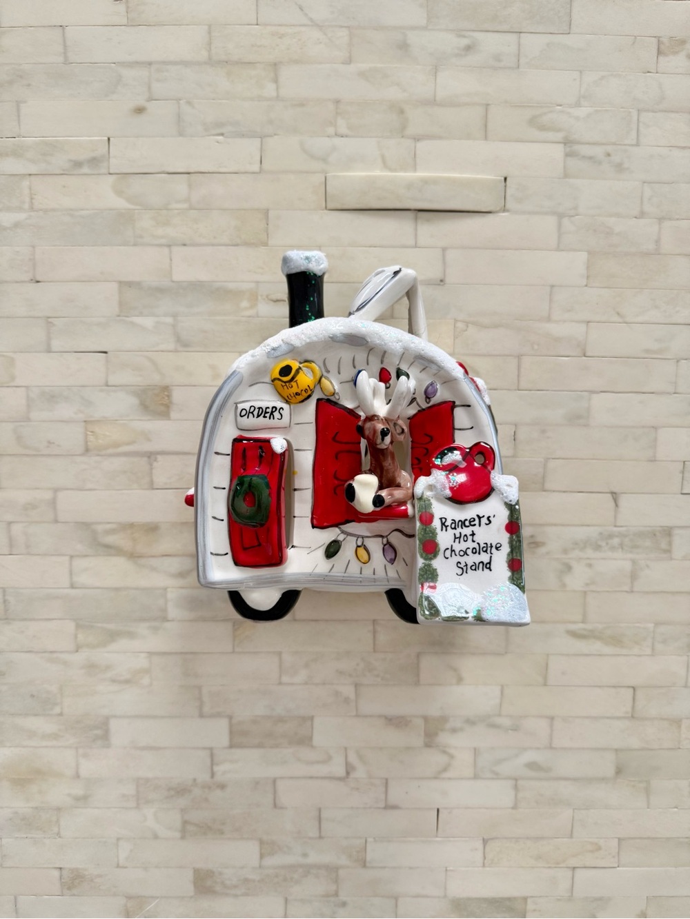 Blue Sky White and Red Hot Chocolate Trailer Ornament